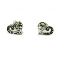 E000574 Sterling Silver Earrings Solid 925 Small hearts